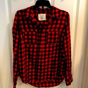 Women’s Sonoma Buffalo Plaid Red Black Button Down Flannel Size Medium